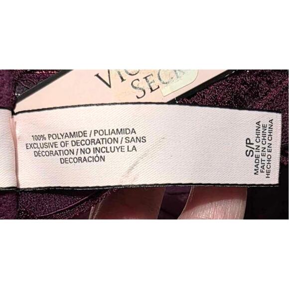 VS Victoria's Secret Lace Underwire Strapless Bandeau Bra Burgundy Small NEW - Picture 6 of 11